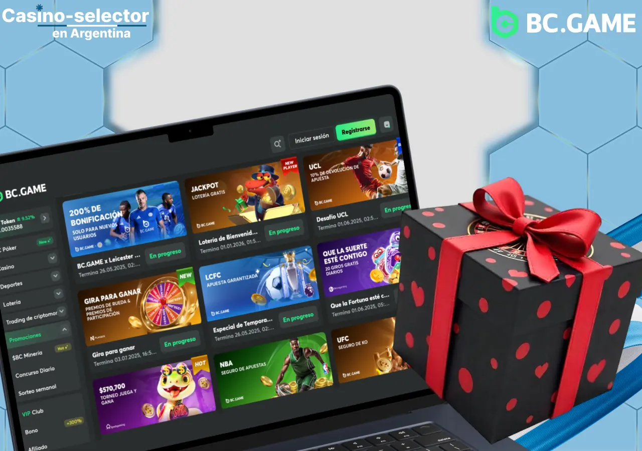 Ofertas de bonificación del casino, incluyendo criptobonos y paquetes de bienvenida.